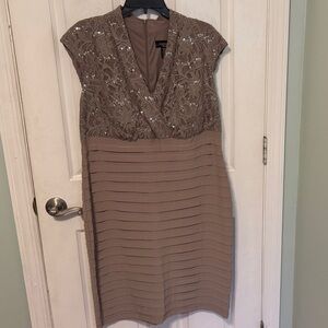 R&M Richards Taupe Lace Dress